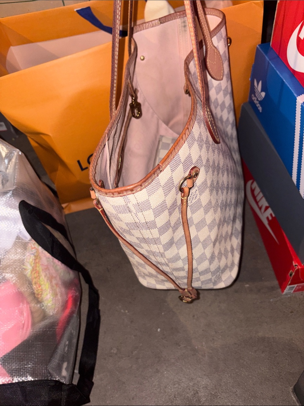 Louis Vuitton Pink Canvas & Tan Leather Trim Tote - Picture 3 of 6